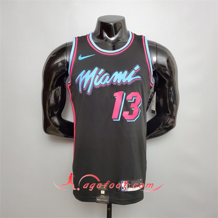 Maillot Miami Heat (Adebayo #13) Noir Encolure Ronde