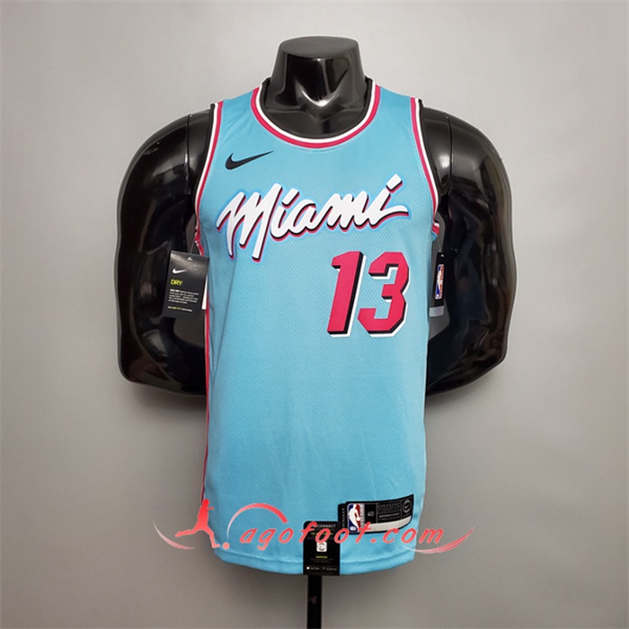 Maillot Miami Heat (Adebayo #13) Bleu Encolure Ronde