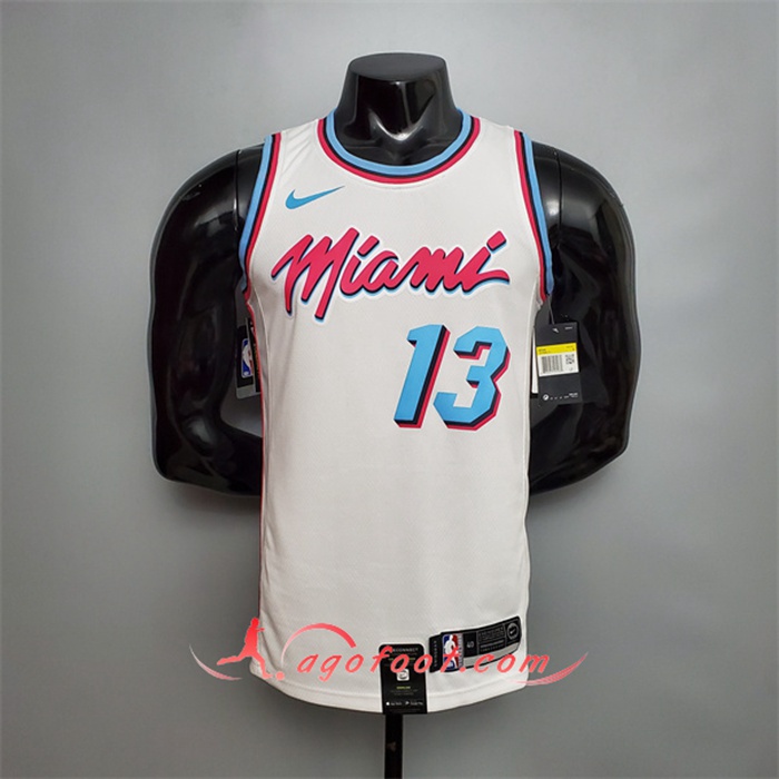 Maillot Miami Heat (Adebayo #13) Blanc Encolure Ronde
