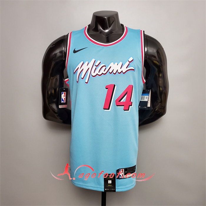 Maillot Miami Heat (Herro #14) Bleu Encolure Ronde