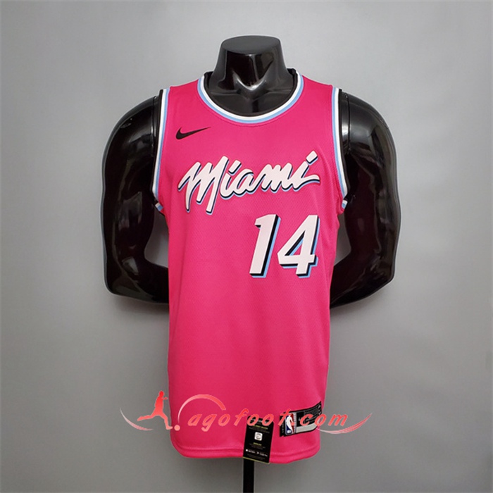Maillot Miami Heat (Herro #14) Rose Encolure Ronde