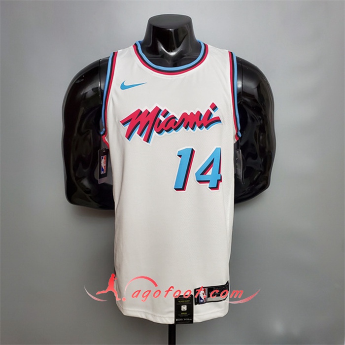 Maillot Miami Heat (Herro #14) Blanc Encolure Ronde