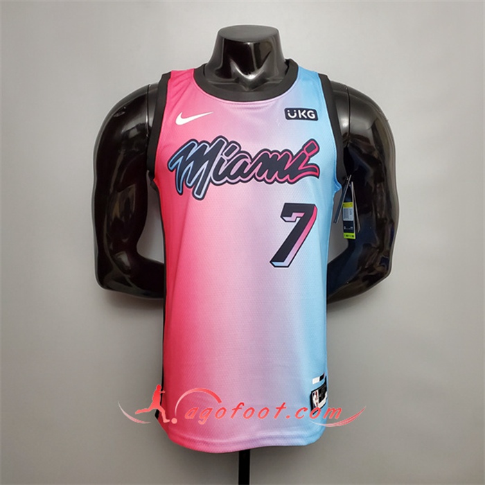Nouveau Maillot Miami Heat (Dragic #7) Rose/Bleu Gradient Color City Edition