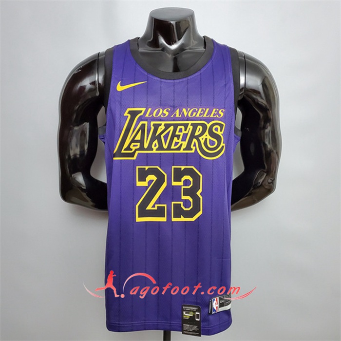 Maillot Los Angeles Lakers (James #23) Pourpre Encolure Ronde