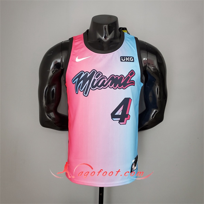 Nouveau Maillot Miami Heat (Oladipo #4) Rose/Bleu Gradient Color City Edition