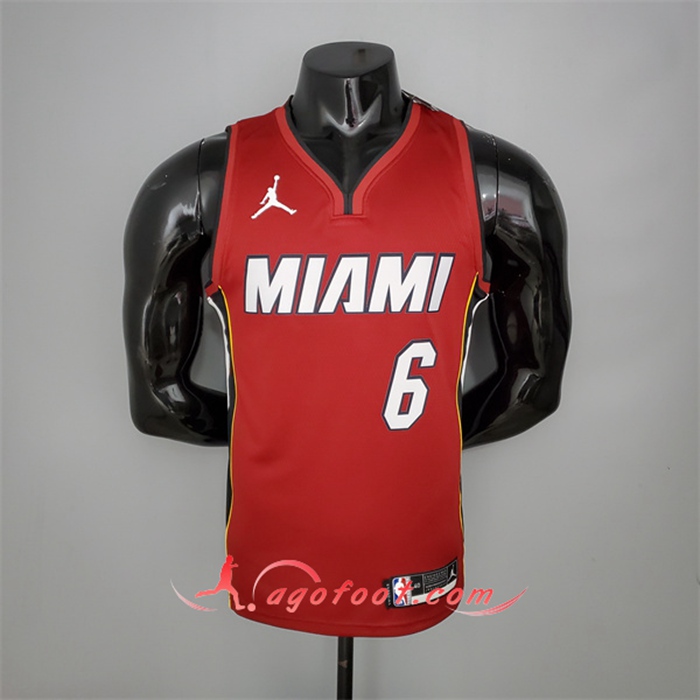 Nouveau Maillot Miami Heat (James #6) Vin Rouge