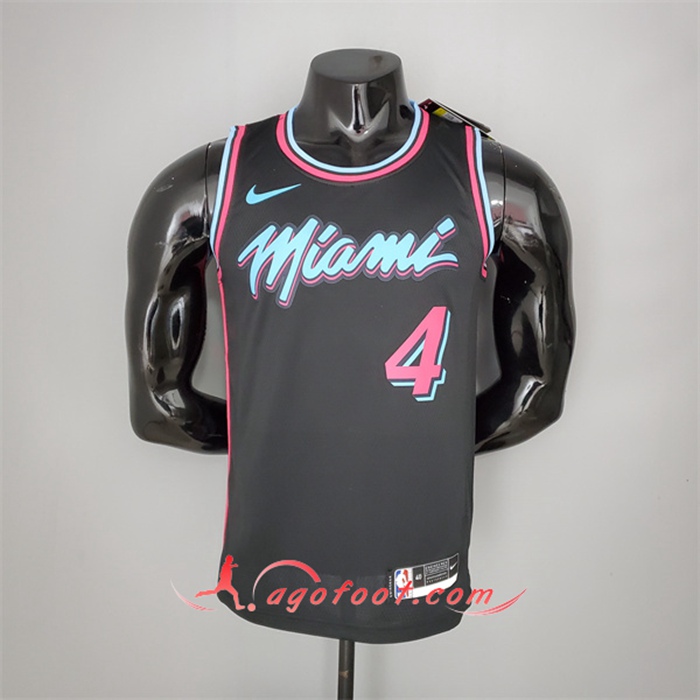 Maillot Miami Heat (Oladipo #4) Noir Encolure Ronde