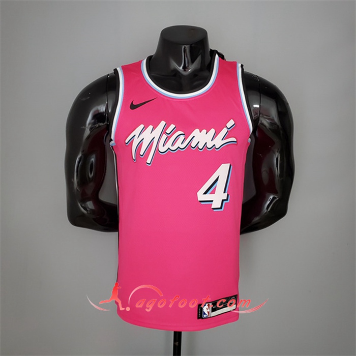 Maillot Miami Heat (Oladipo #4) Rose Encolure Ronde