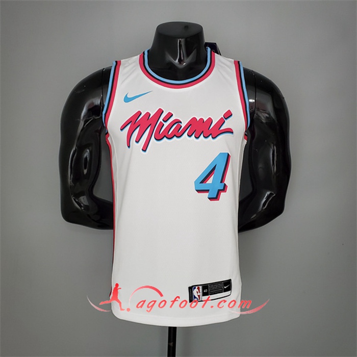 Maillot Miami Heat (Oladipo #4) Blanc Encolure Ronde