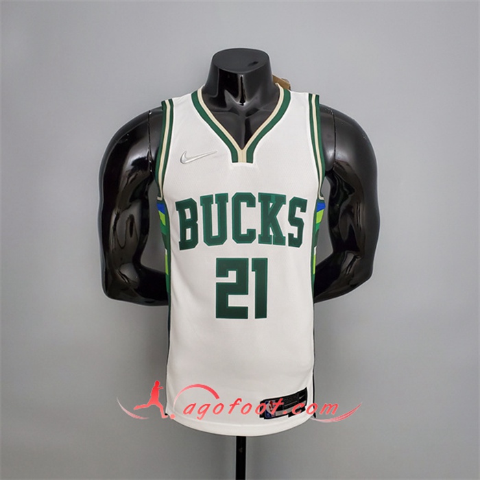Maillot Milwaukee Bucks (Holiday #21) 2022 Blanc