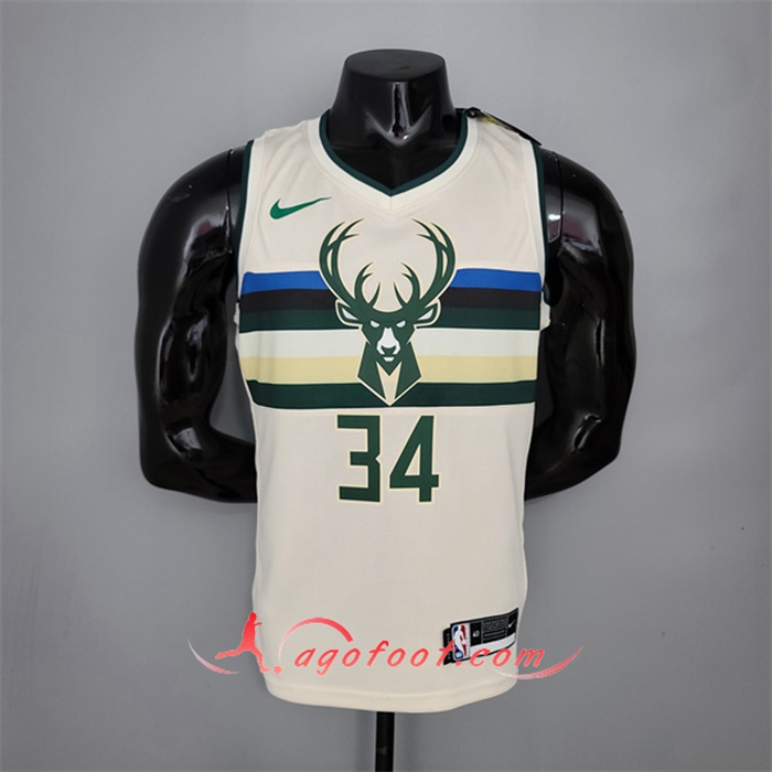 Maillot Milwaukee Bucks (Antetokounmpo #34) Striped Blanc
