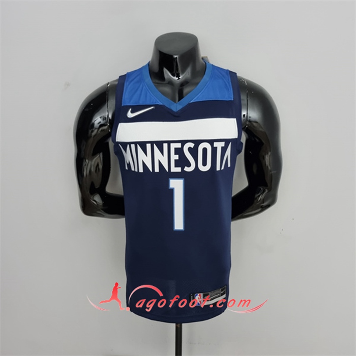 Maillot Minnesota Timberwolves (Edwards #1) Bleu Royal 75th Anniversary