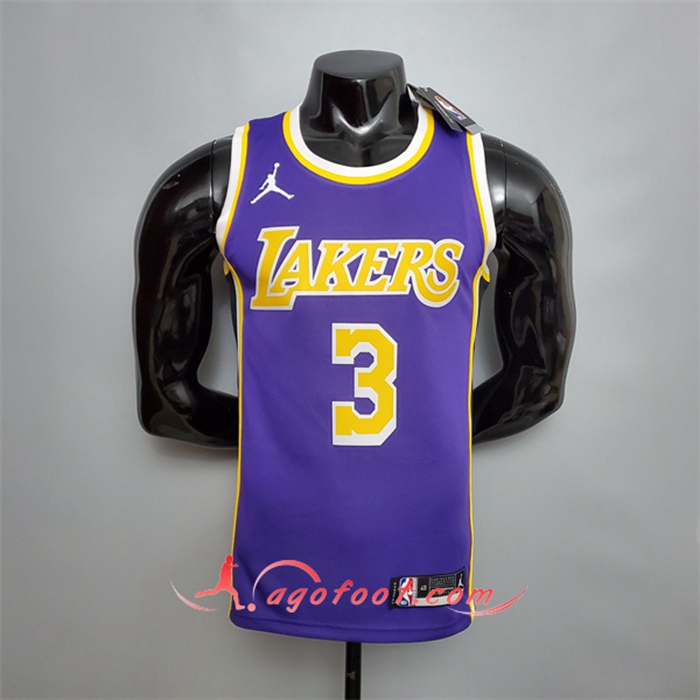 Maillot Los Angeles Lakers (Davis #3) Pourpre Theme Encolure Ronde
