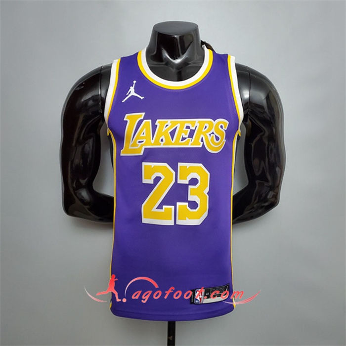 Maillot Los Angeles Lakers (James #23) Pourpre Theme Encolure Ronde