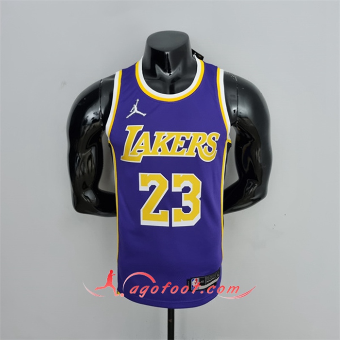 Maillot Los Angeles Lakers (James #23) Pourpre 75th Anniversary