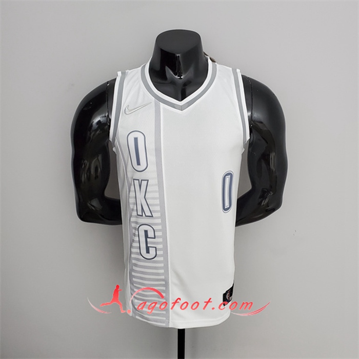 Maillot Oklahoma City Thunder (Westbrook #0) Blanc 75th Anniversary City Edition