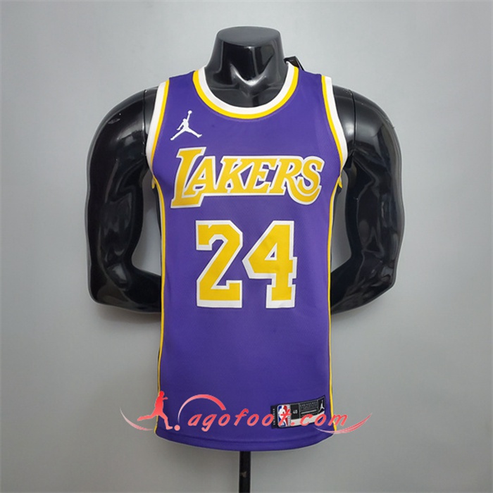 Maillot Los Angeles Lakers (Bryant #24) Pourpre Theme Encolure Ronde
