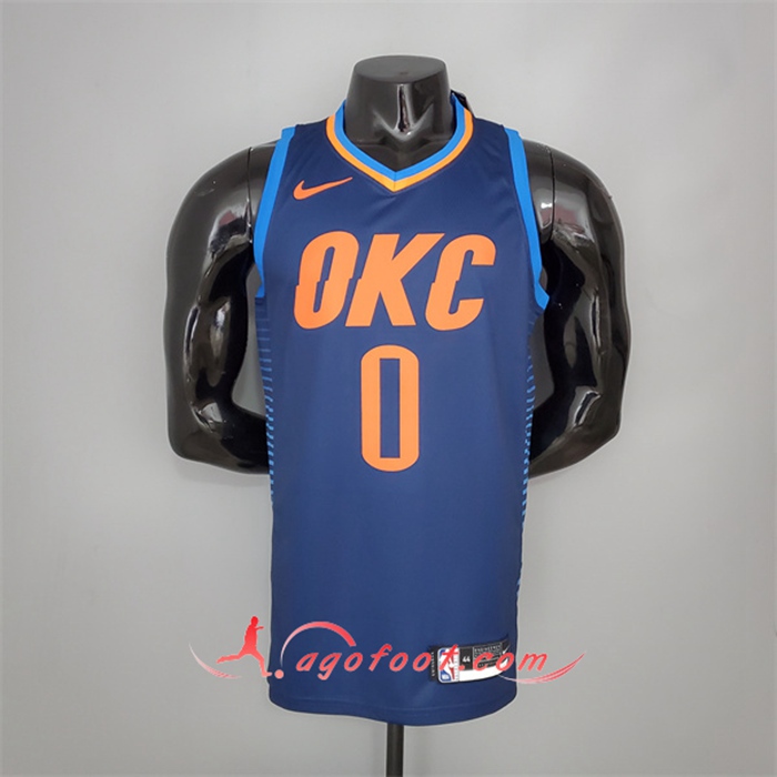 Maillot Oklahoma City Thunder (Westbrook #0) Bleu Stripes