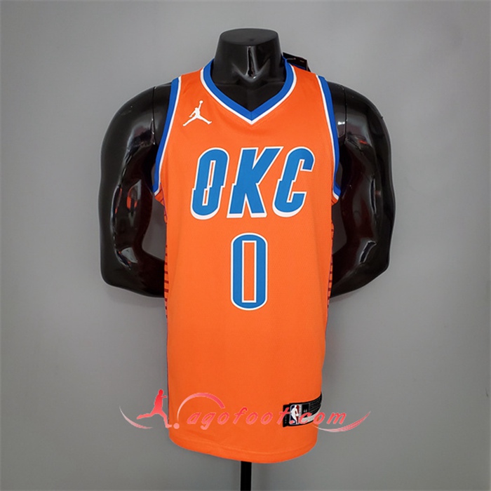 Maillot Oklahoma City Thunder (Westbrook #0) Orange Jordan