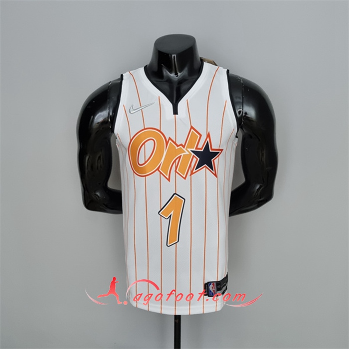 Maillot Orlando Magic (McGrady #1) Blanc/Orange 75th Anniversary