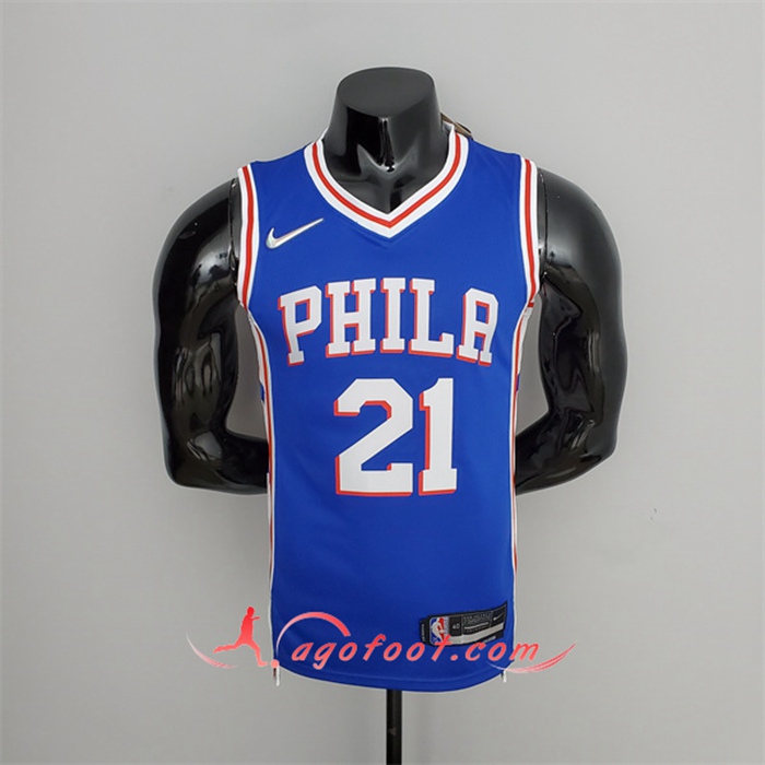 Maillot Philadelphia 76ers (Embiid #21) Bleu 75th Anniversary