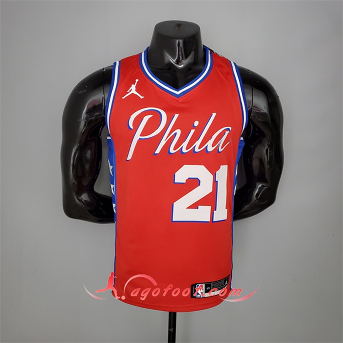Maillot Philadelphia 76ers (Embiid #21) 2021 Rouge Jordan Themed
