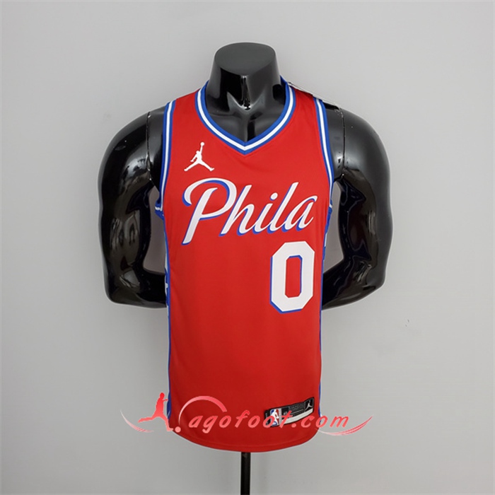 Maillot Philadelphia 76ers (Maxey #0) 2021 Rouge Jordan Themed