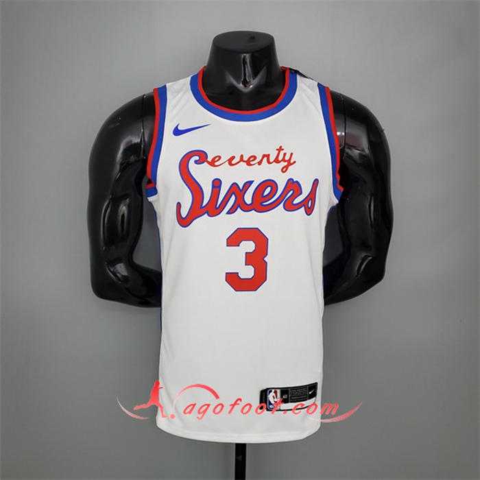 Maillot Philadelphia 76ers (Iverson #3) 2021 Blanc Retro limited