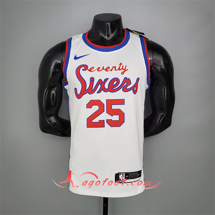 Maillot Philadelphia 76ers (Simmons #25) 2021 Blanc Retro limited