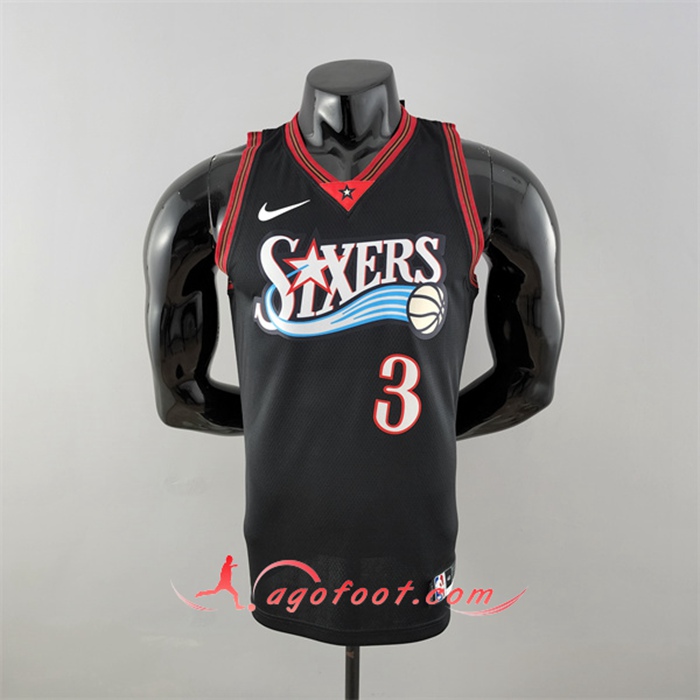 Maillot Philadelphia 76ers (Iverson #3) Retro Big Meteor Noir