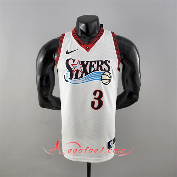 Maillot Philadelphia 76ers (Iverson #3) Retro Big Meteor Blanc