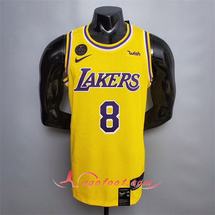 Maillot Los Angeles Lakers (Bryant #8) Jaune Encolure Ronde Commemorative Edition