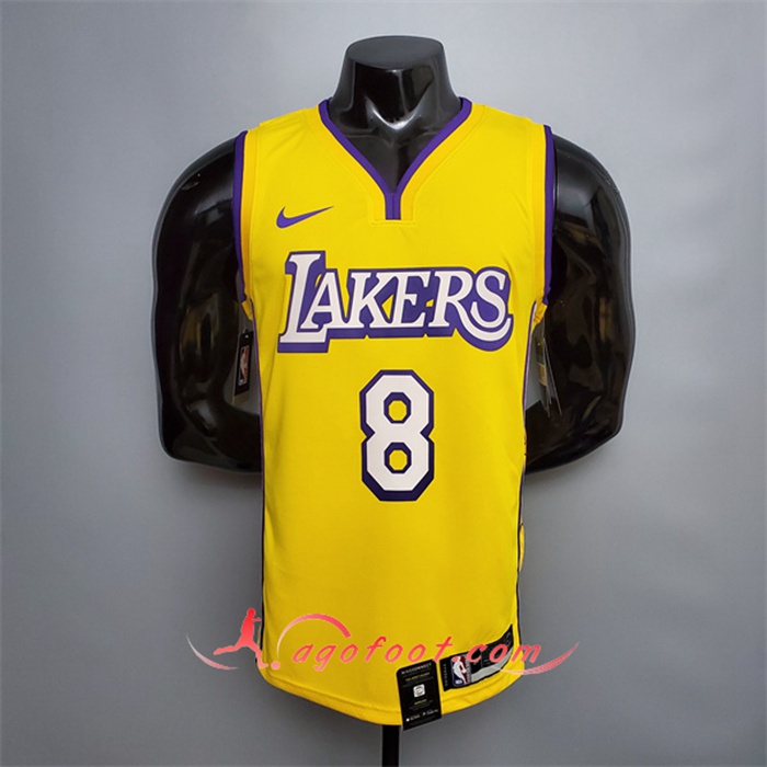 Maillot Los Angeles Lakers (Bryant #8) Jaune V-collerette City Edition