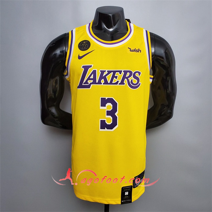 Maillot Los Angeles Lakers (Davis #3) Jaune Encolure Ronde Commemorative Edition