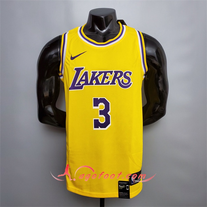 Maillot Los Angeles Lakers (Davis #3) Jaune Encolure Ronde