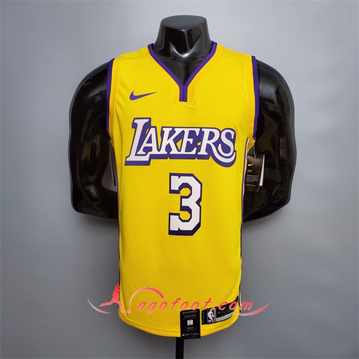 Maillot Los Angeles Lakers (Davis #3) Jaune V-collerette City Edition