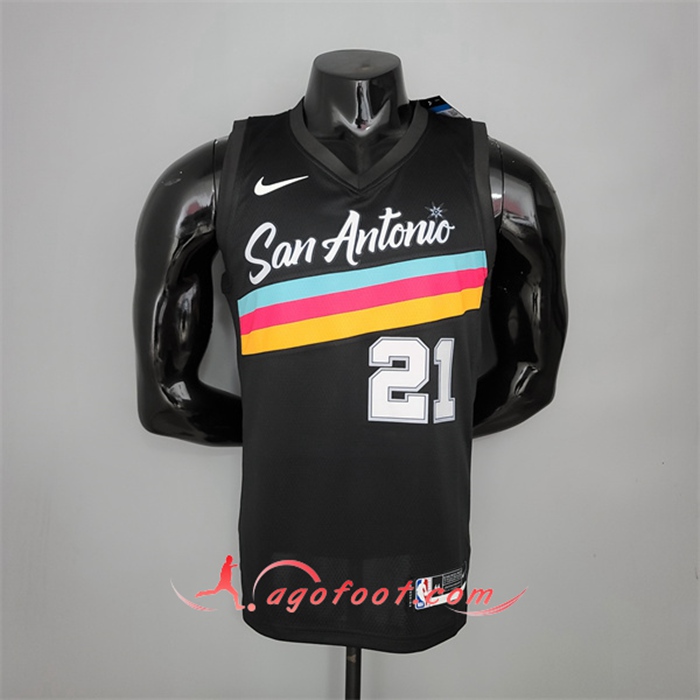 Nouveau Maillot San Antonio Spurs (Duncan #21) Noir City Edition