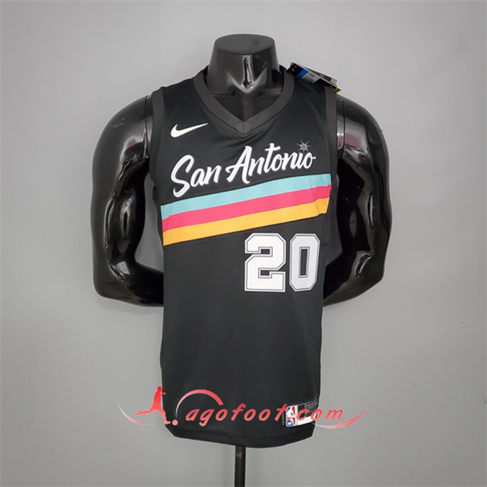 Nouveau Maillot San Antonio Spurs (Ginobili #20) Noir City Edition