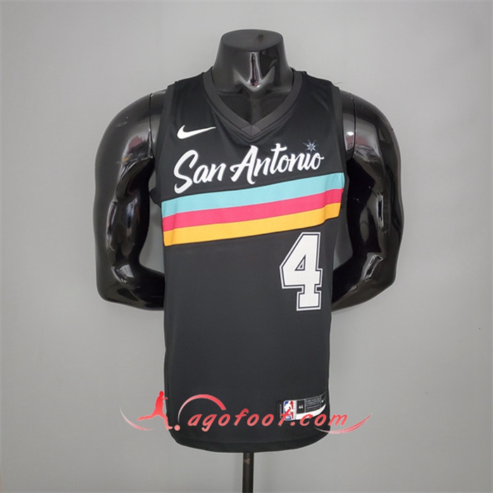 Nouveau Maillot San Antonio Spurs (White #4) Noir City Edition