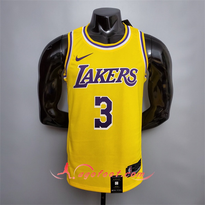 Nouveau Maillot Los Angeles Lakers (Davis #3) Jaune Encolure Ronde