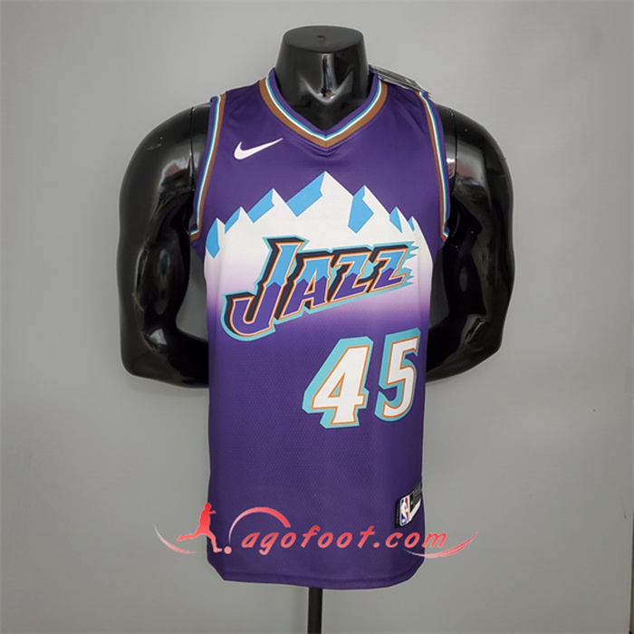Maillot Utah Jazz (Mithcell #45) Retro Pourpre Snow Mountain Edition