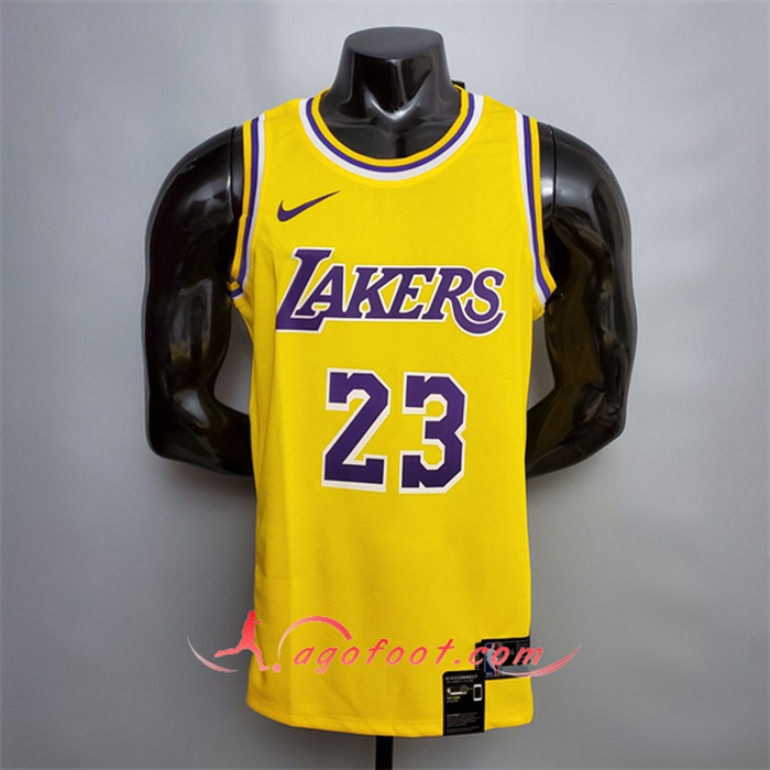 Maillot Los Angeles Lakers (James #23) Jaune Encolure Ronde