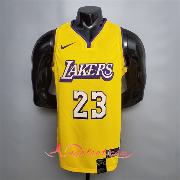 Maillot Los Angeles Lakers (James #23) Jaune V-collerette City Edition