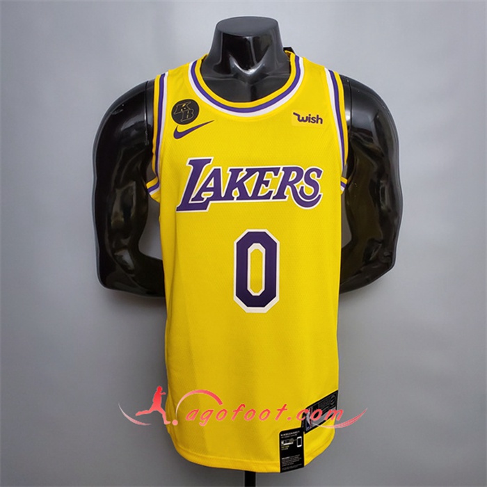 Maillot Los Angeles Lakers (Kuzma #0) Jaune Encolure Ronde Commemorative Edition