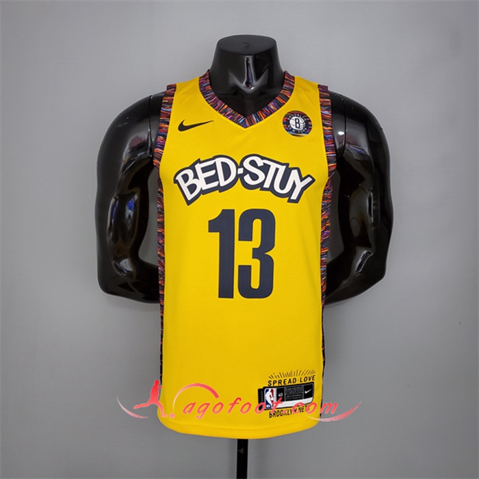Maillot Brooklyn Nets (Harden #13) Jaune Commemorative Edition