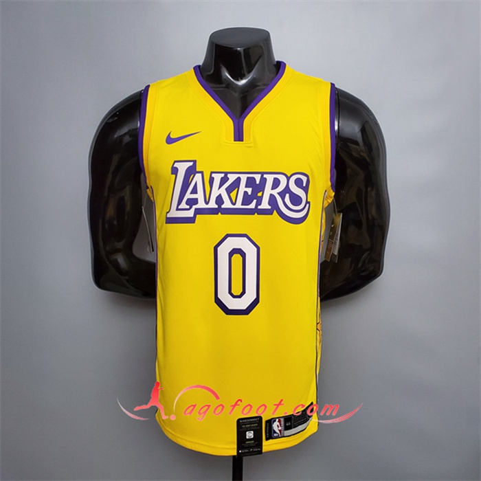 Maillot Los Angeles Lakers (Kuzma #0) Jaune V-collerette City Edition