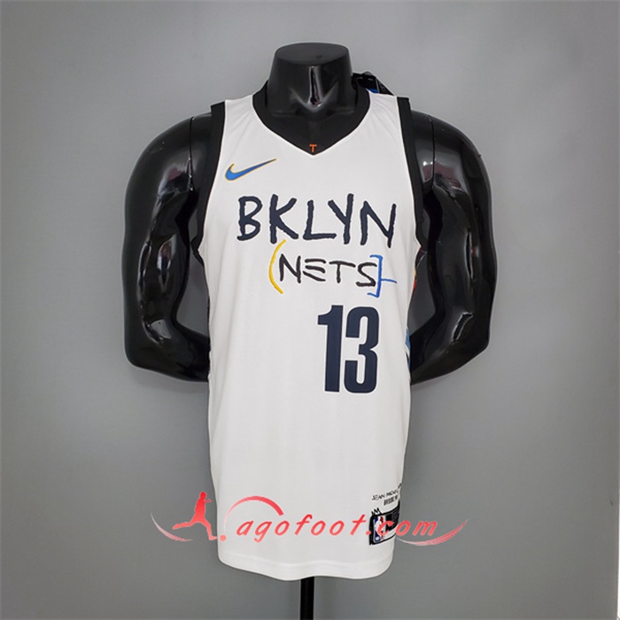 Maillot Brooklyn Nets (Harden #13) Blanc Graffiti