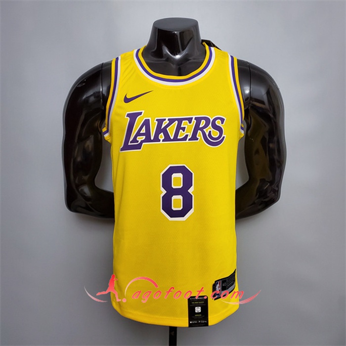 Maillot Los Angeles Lakers (Bryant #8) Jaune Encolure Ronde Commemorative Edition