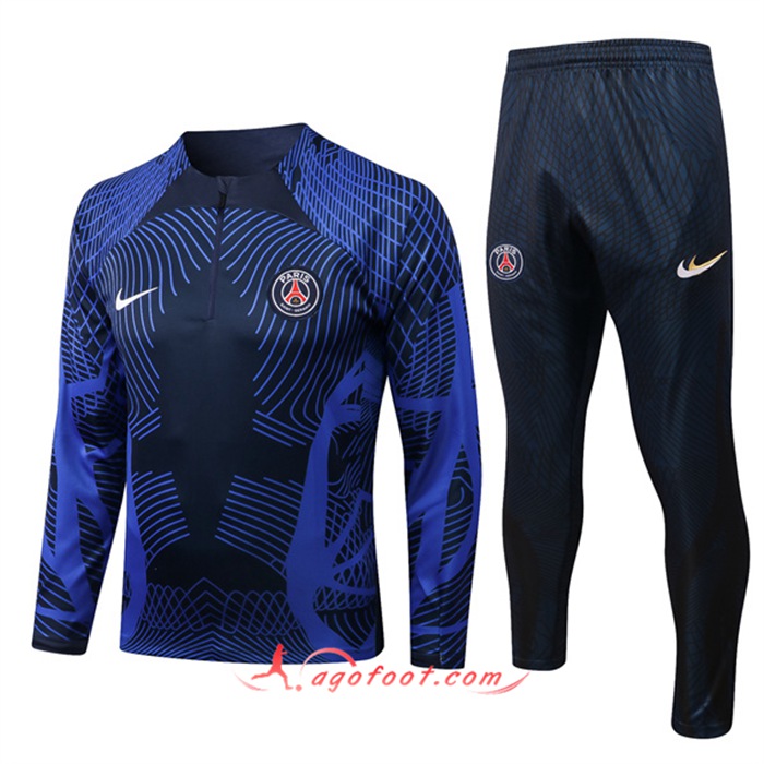 Ensemble Survetement de Foot PSG Pattern Bleu Marin 2022/2023