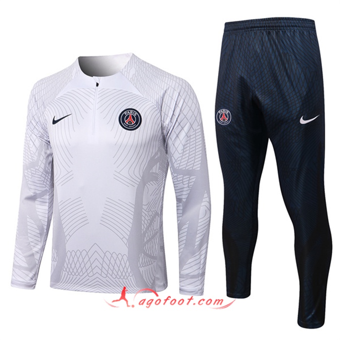 Ensemble Survetement de Foot PSG Pattern Blanc 2022/2023